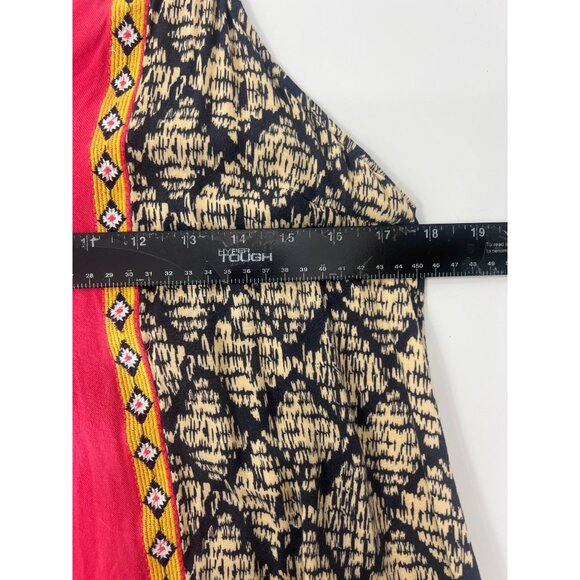 THML Anthropologie Tribal Print Sleeveless Midi Dress w/ Drawstring Accent Sz L - Picture 12 of 16